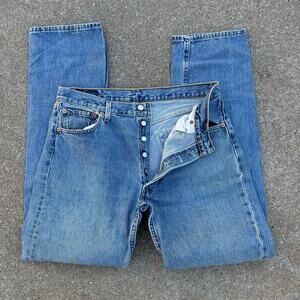 Vintage Y2K Levi's 501 Button Fly Original Fit Straight Leg Blue Jeans 36x34 USA